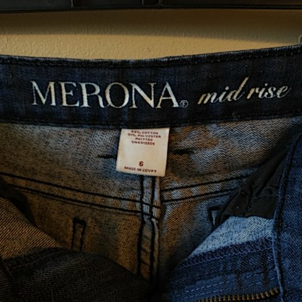 Merona Mid Rise Cropped Dress Jeans Dark Wash 6 - Picture 4 of 5